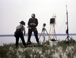 Steve Mann setting up equipment